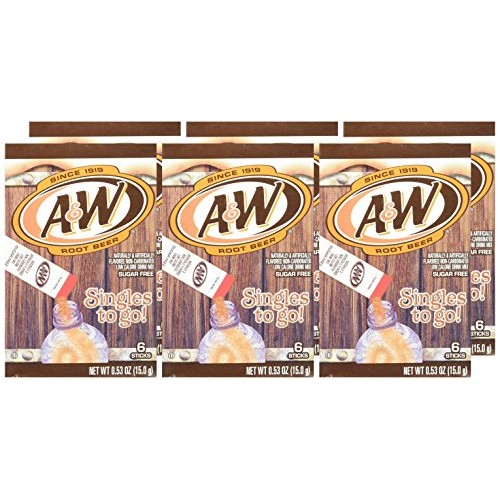 A&W Root Beer Drink Mix Singles to Go! 6 Boxes, 6 Packets
