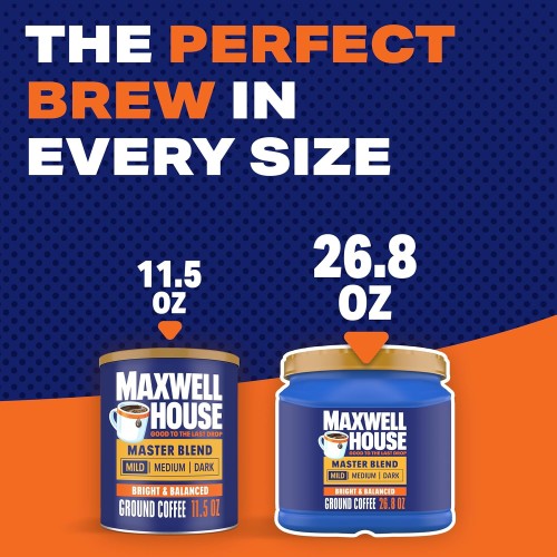 Maxwell House Master Blend Mild Roast Ground Coffee, 26.8 oz Ca