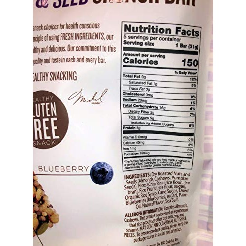 180 Snacks Fruit Nut &Amp; Seed Crunch Bar 1 Pack, 5 Snack Bars Blu