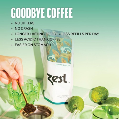 Zest Tea Energy Hot Tea, High Caffeine Blend Natural &Amp; Healthy T