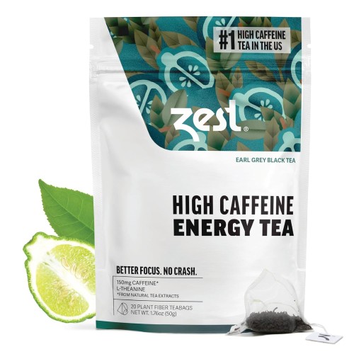 Zest Tea Energy Hot Tea, High Caffeine Blend Natural &Amp; Healthy T
