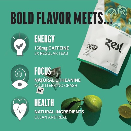 Zest Tea Energy Hot Tea, High Caffeine Blend Natural &Amp; Healthy T