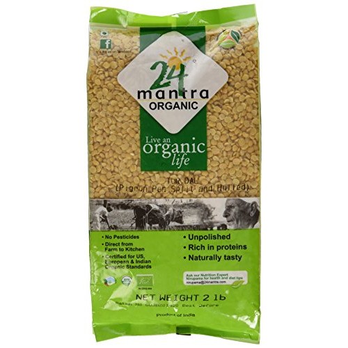 24 Mantra Organic Split Pigeon Pea Toor Dal 2 Lbs