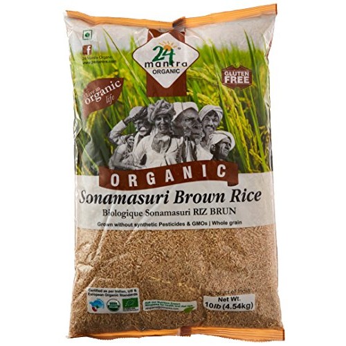 Organic Brown Sonamasoori Rice - 10 Lbs