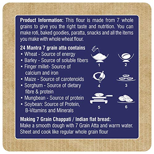 Organic 7 Grain Atta 1Kg/2.2 Lb Wheat, Pearl Millet, Sorghum, G