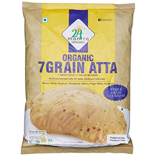 Organic 7 Grain Atta 1Kg/2.2 Lb Wheat, Pearl Millet, Sorghum, G