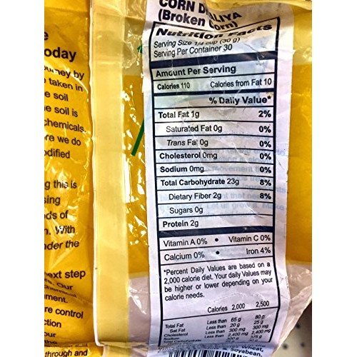 Organic Corn Grits Dhaliya 2 Lbs