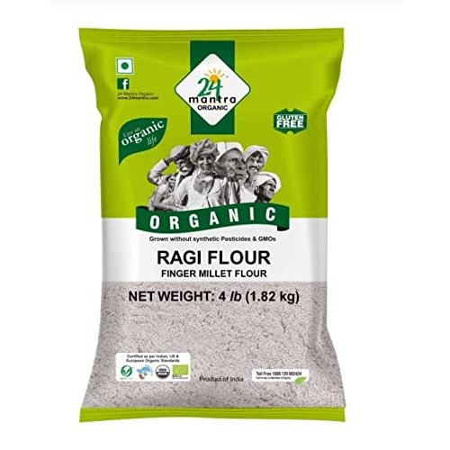 24 Mantra Organic Ragi Flour Finger Millet Flour - 4 lbs, Gray