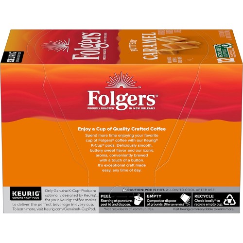 Folgers Buttery Caramel Flavored Coffee, 72 Keurig K-Cup