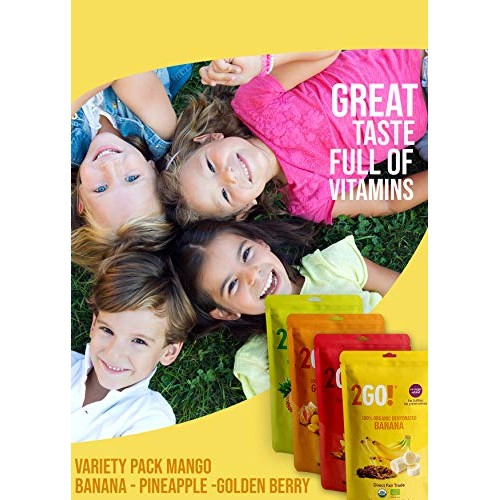 2Go! Snacks Organic Dried Fruit 4 Count Mixed, 1.76 Oz