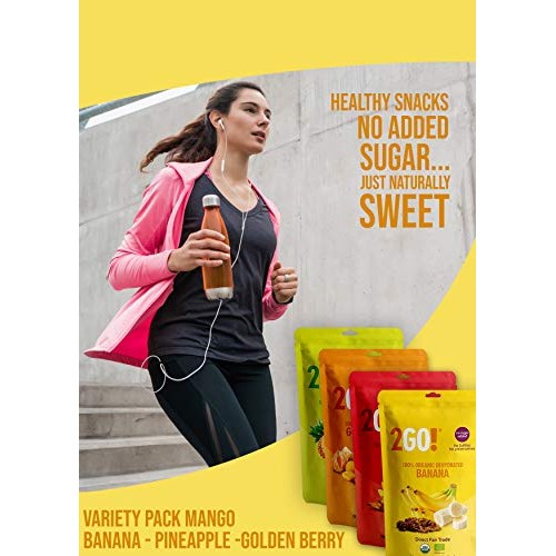 2Go! Snacks Organic Dried Fruit 4 Count Mixed, 1.76 Oz