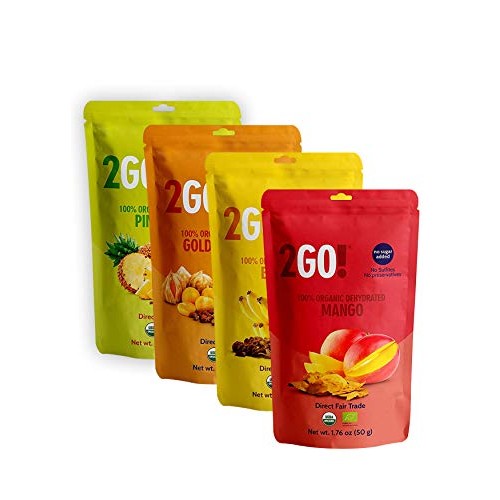 2Go! Snacks Organic Dried Fruit 4 Count Mixed, 1.76 Oz
