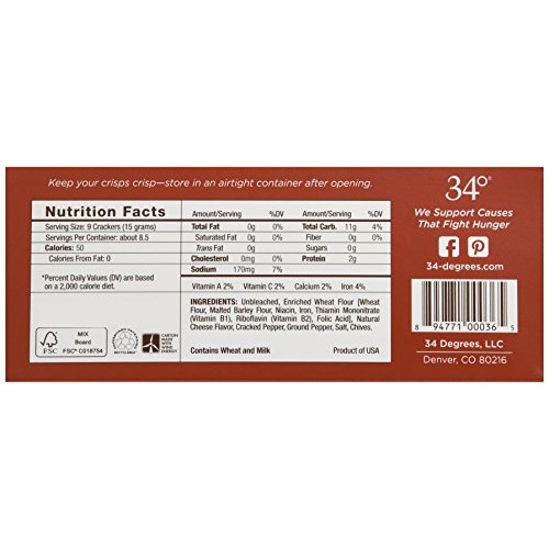 34 Degrees, Crisp Bread Cracked Pepper, 4.5 Oz