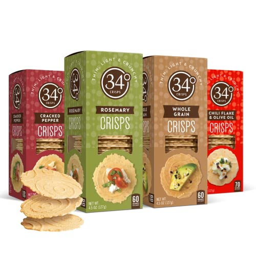 34 Degrees Crisps Red Wine Pairing Variety Pack - 1 Rosemary, 1 ...