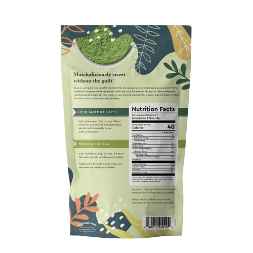 Matchalicious Japanese Matcha Powder, Sweetened Green Tea Powder...