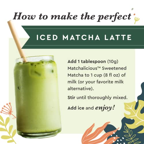 Matchalicious Japanese Matcha Powder, Sweetened Green Tea Powder...