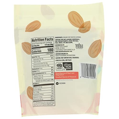 365 By Whole Foods Market, Almonds Dry Roasted &Amp; Unsalted Organi