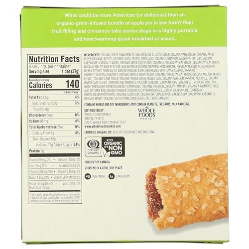 365 by Whole Foods Market, Organic Apple Cereal Bar 6 Count, 7.8...