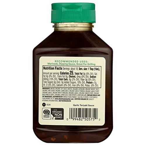 365 By Whole Foods Market, Sauce Garlic Teriyaki Organic, 9 Ounce