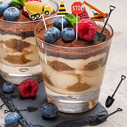 163 Pcs Construction Cupcake Toppers,Cup and Shovel Spoons Set 5...