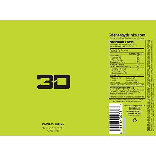 3D Energy Drink | Caffeine, Zero Sugar, Taurine, Panax Ginseng, ...