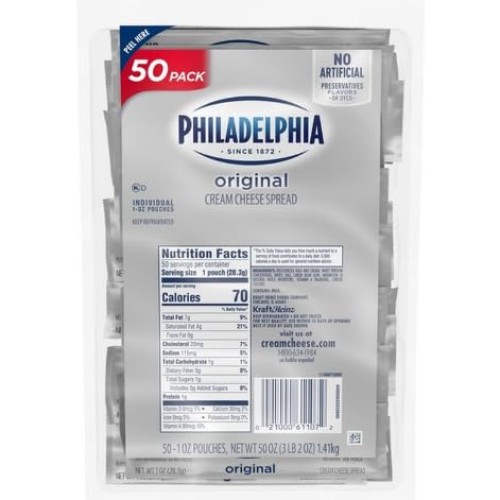 Kraft Philadelphia Original Cream Cheese Pouches 50 Pack