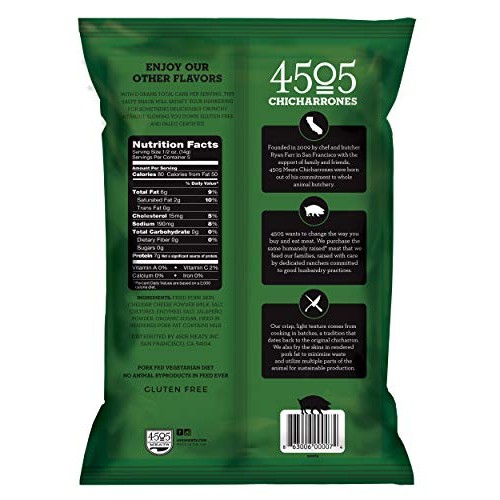 4505 Meats Chicharrones Fried Pork Rinds, Jalapeno Cheddar, 2.5 ... 4505 Meats Chicharrones Fried Pork Rinds, Jalapeno Cheddar, 2.5 ...