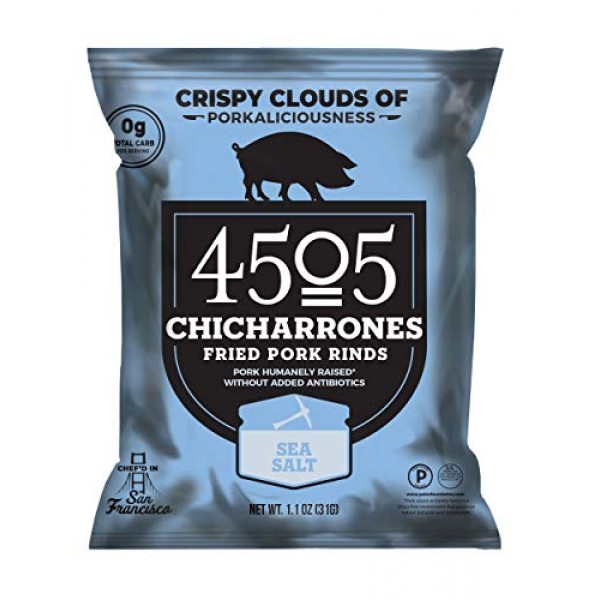 4505 Meats Chicharrones Fried Pork Rinds, Sea Salt, 1.1 oz