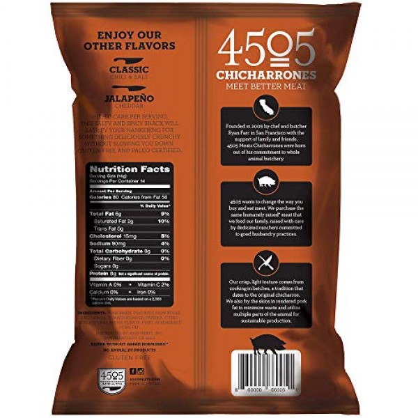 4505 Smokehouse Bbq Pork Rinds, Certified Keto, Humanely Raised,