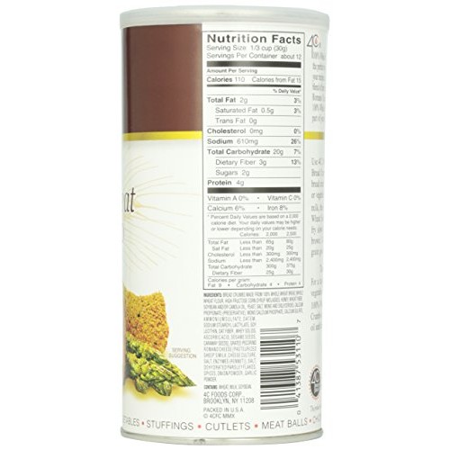 4C Bread Crumbs 100% Whole Wheat Seasoned, 13 Oz