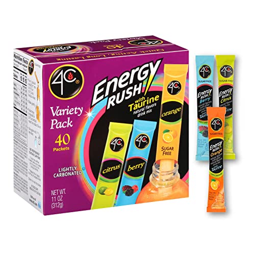 4C Energy Rush Stix, Variety 1 Pack, 40 Count, Single Serve Wate...