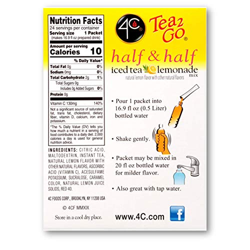 4C Half &Amp; Half Iced Tea Lemonade Mix- Sugar Free 24 Pkts