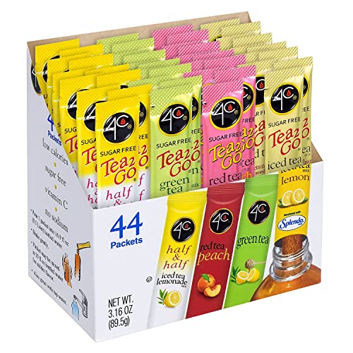 4C Powder Drink Mix Packets, Iced Tea Variety 1 Pack, 44 Count, ...