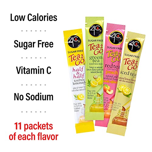 4C Powder Drink Mix Packets, Iced Tea Variety 1 Pack, 44 Count, ...