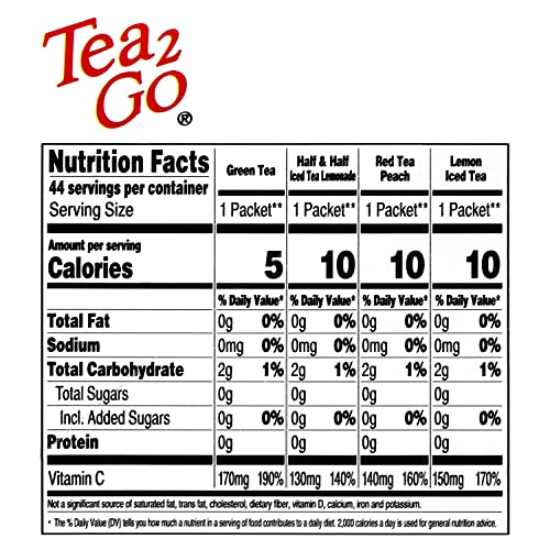 4C Powder Drink Mix Packets, Iced Tea Variety 1 Pack, 44 Count, ...