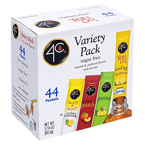 4C Powder Drink Mix Packets, Iced Tea Variety 1 Pack, 44 Count, ...