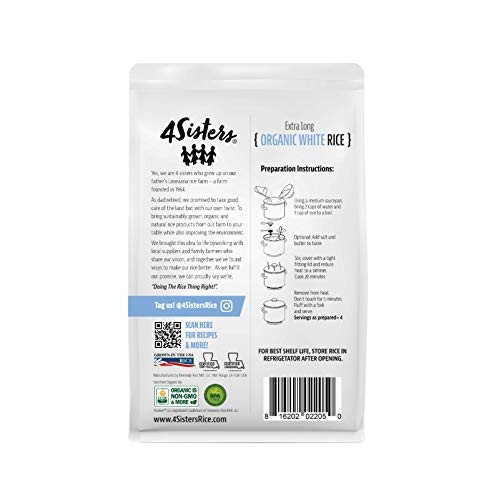 4 Sisters Long Grain White Rice, Organic, 32 Ounce