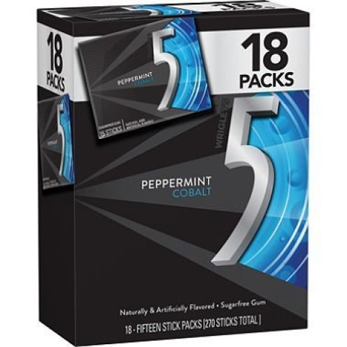 5 Gum, Cobalt 15 Per Pk., 18 Pk. Cooling Peppermint Flavor