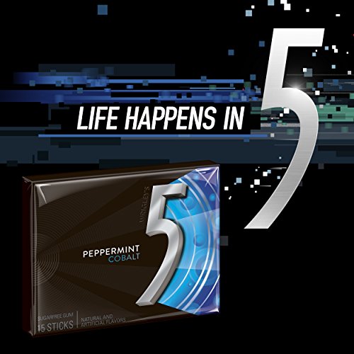 5 Gum Sugarfree Gum, Peppermint Cobalt, 35-Stick Pack 6 Packs T