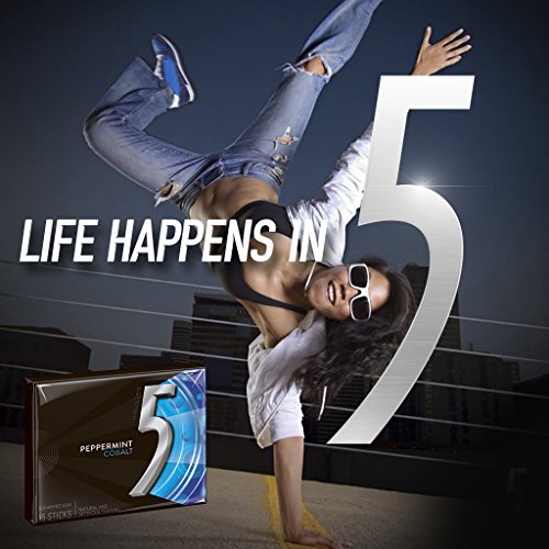 Five Gum Peppermint Cobalt Sugarfree Gum, 45 Count, Pack Of 5