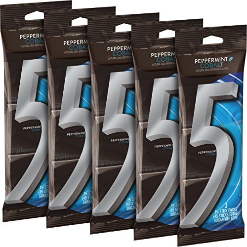 Five Gum Peppermint Cobalt Sugarfree Gum, 45 Count, Pack Of 5