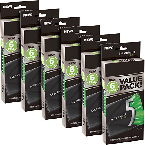 5 Rain Spearmint Sugarfree Gum, 6 Value Packs 36 Packs Total