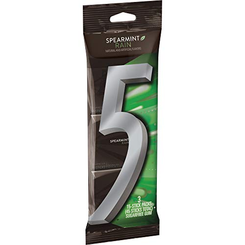 Wrigley Gum 5 Sugar Free Gum, Rain, 3 Ct