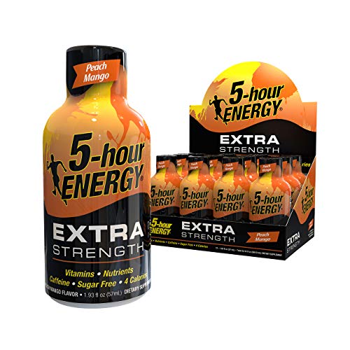 5 Hour Energy Shot, Extra Strength Peach Mango, 12 Count By 5 Ho