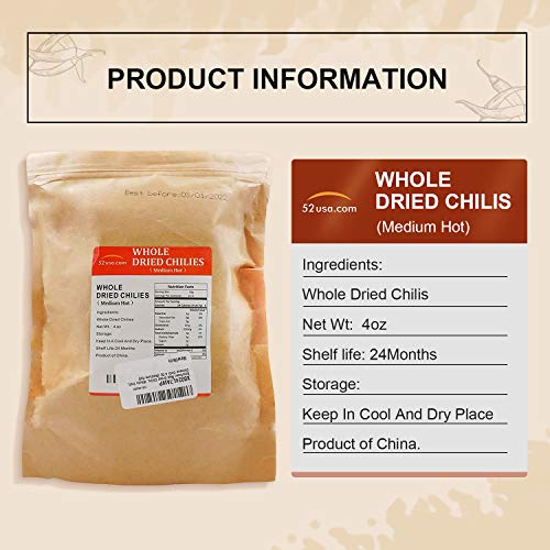52Usa Szechuan Red Dried Chilis, Whole Chili, Chinese Chili 4 Oz