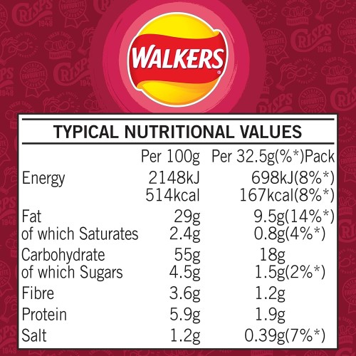 Walkers Crisps Smoky Bacon X 32 1040G