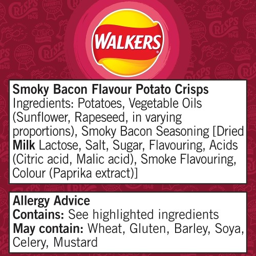 Walkers Crisps Smoky Bacon X 32 1040G
