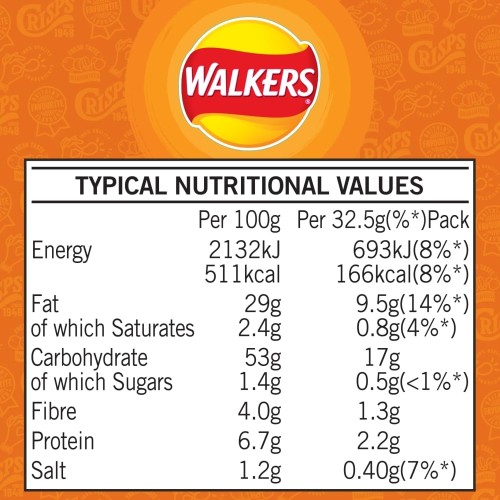 Walkers Crisps Roast Chicken X 32 1040G