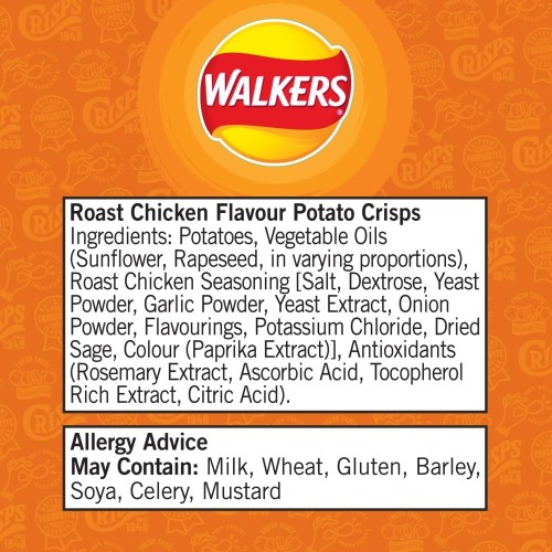 Walkers Crisps Roast Chicken X 32 1040G