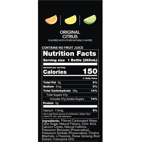 Uptime Original Citrus Cane Sugar 12 Pack, Premium Energy Drin